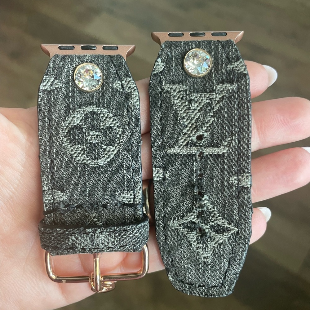 Upcycled LV Black Denim Watch Band